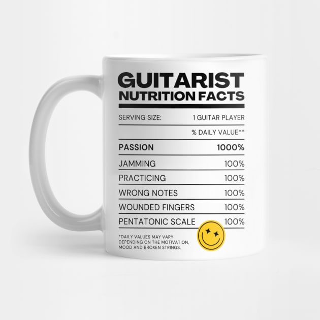 Guitarist User Nutrition Facts - White Version - Musician Guitar Player Merchandises by Millusti